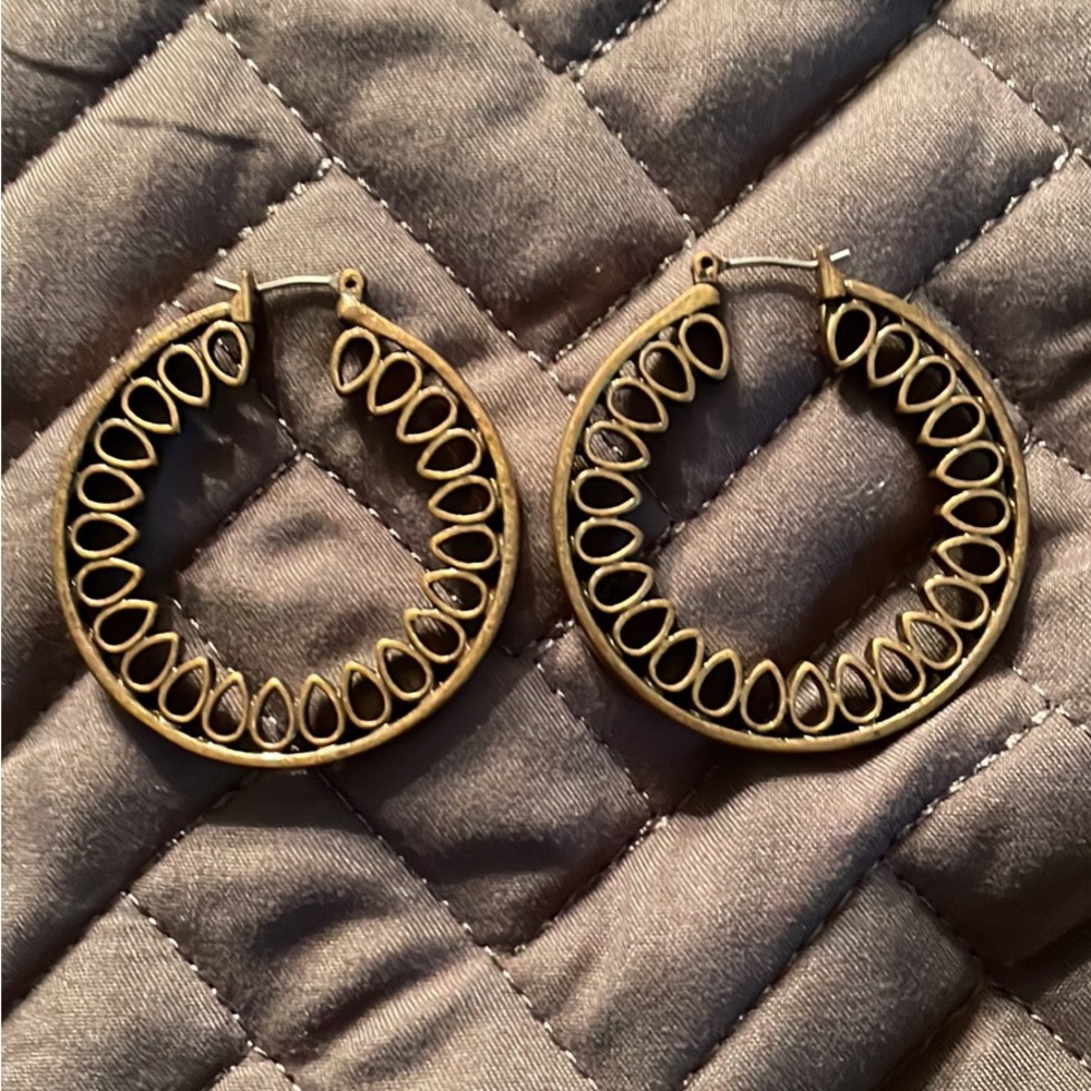 Hoop Earrings Bronze 1 5/8”